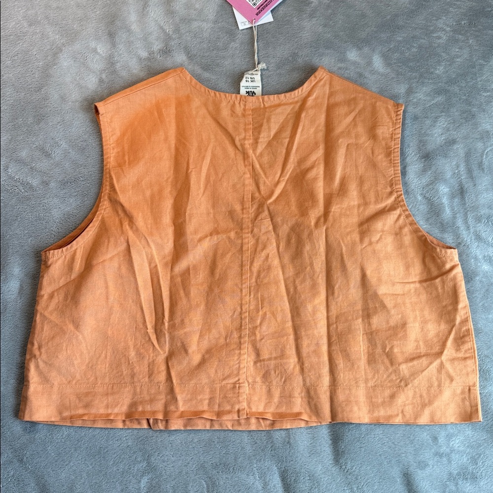 NWT Lucy & Yak Archie V-Neck Top Orange Size UK16 US12 - Picture 4 of 11